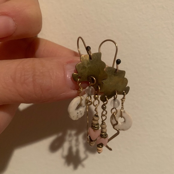 vintage 90s Mirror image earrings- Hypoallergenic - Picture 3 of 4